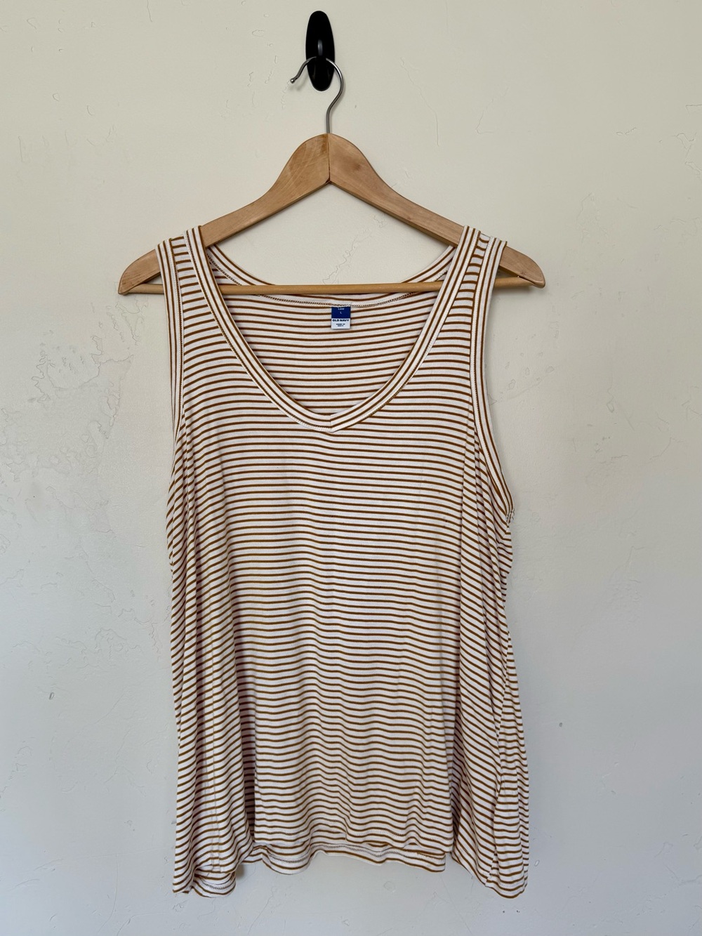 Old Navy Cream and Brown Striped Tank Top